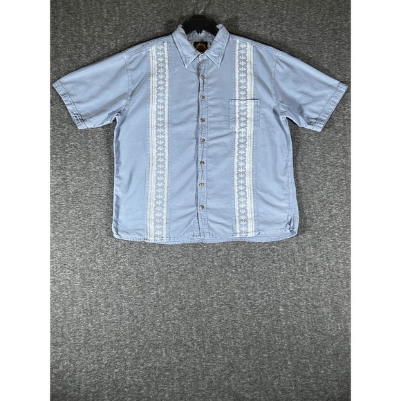 Farthest Point Casuals Other - Farthest Point Casuals Mens XXL Blue Embroidered Peruvian Cotton Button Up Shirt